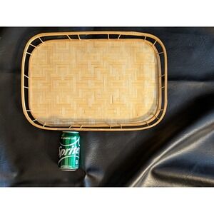 Woven Bamboo Tray Serving Platter Natural Rustic Farmhouse Decor 14 x 19 in‎